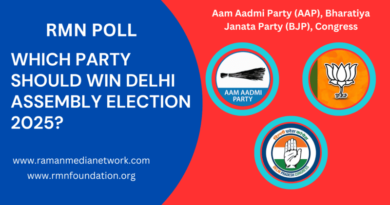 RMN Poll: Which Party Should Win Delhi Assembly Election 2025? Inset photo courtesy: AAP, BJP, Congress