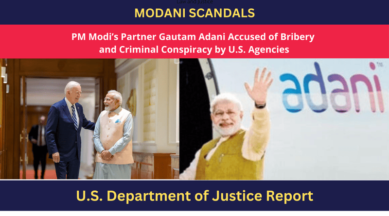 PM Modi’s Partner Gautam Adani Accused of Bribery and Criminal Conspiracy by U.S. Agencies. Photo: Joe Biden, Narendra Modi