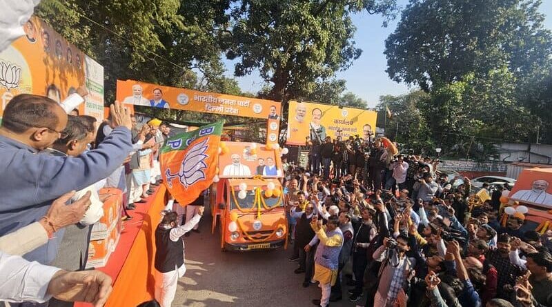 The Delhi unit of Bharatiya Janata Party (BJP) sending mobile vans on December 7, 2024 in different parts of New Delhi as part of its campaign for the upcoming Delhi Assembly election. Photo: BJP