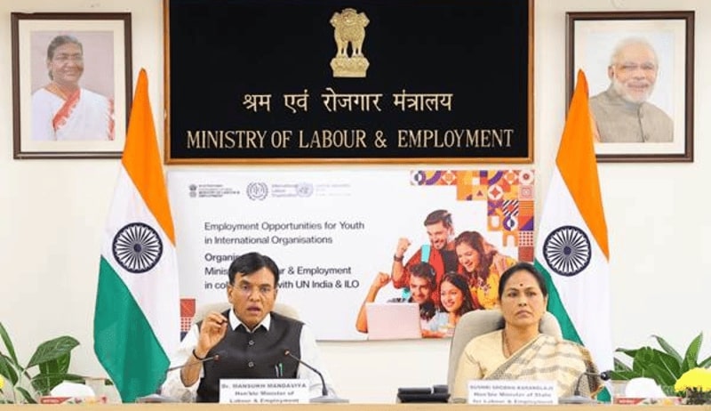 India’s Minister for Labour & Employment Dr. Mansukh Mandaviya participated in a webinar on “Employment Opportunities for Youth in International Organisations” virtually in New Delhi on December 6., 2024. Photo: PIB