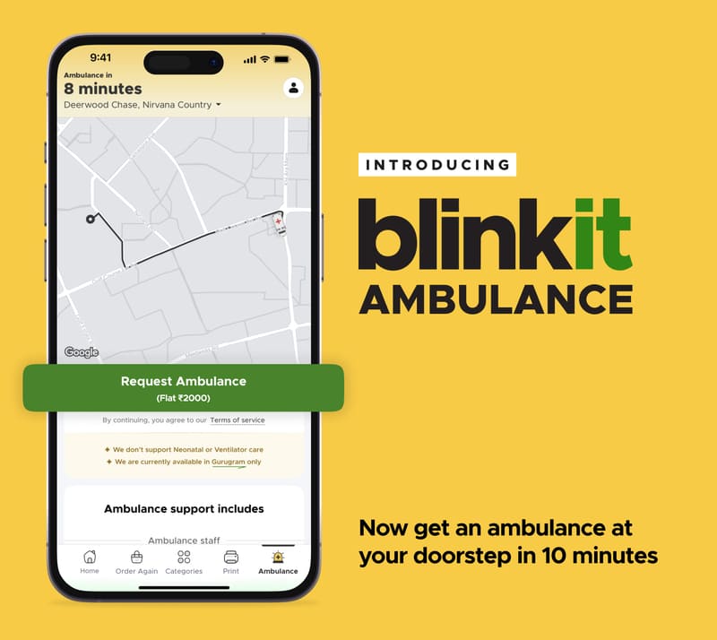 Blinkit Ambulance Service. Photo: Blinkit