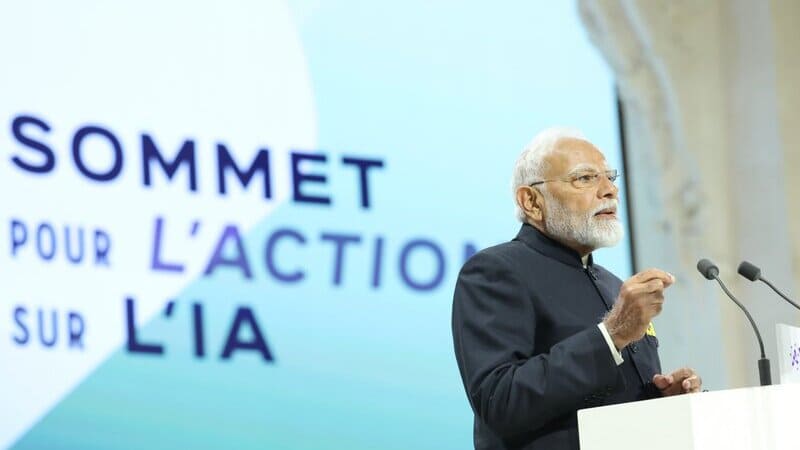 Prime Minister (PM) of India Narendra Modi delivering the opening address at the AI Action Summit in Paris on February 11, 2025. Photo courtesy: Narendra Modi / Twitter